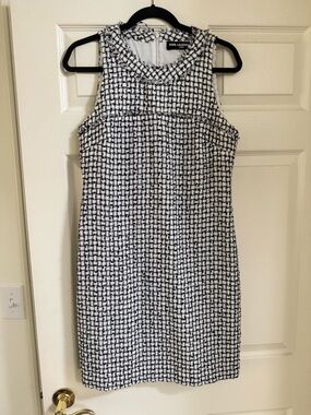 Karl Lagerfeld Black & White Tweed Sleeveless Shift Dress